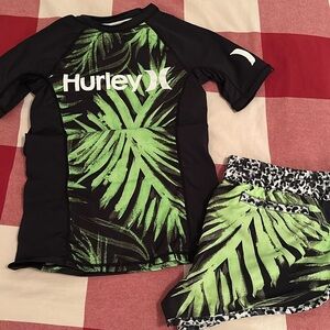 Hurley Rashguard size S, matching shorts size S.